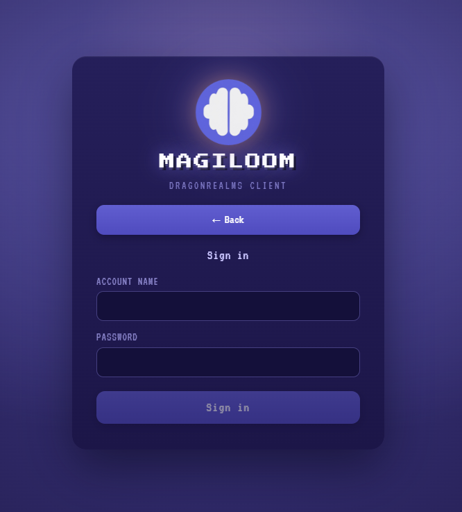 MAGILOOM login screen